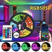 economico Controllo WiFi e musica-luci di striscia led rgb app controllo luci che cambiano colore con 24 tasti modalità remota per la decorazione della stanza tv bluetooth smd5050 rgb