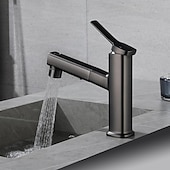 economico Rubinetti per lavandino bagno-Lavandino rubinetto del bagno - Doccetta estraibile Galvanizzato Installazione centrale Una manopola Un foroBath Taps