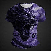 ieftine Tricouri cu imprimeu animal-Bărbați Grafic Animal Balaur Tricou Manșon scurt Tricou Tipărire 3D Stil Nautic Cămașă Zilnic Designer Casual Sport exterior Concediu Ieșire Verde Deschis Albastru piscină Roșu Primavara vara