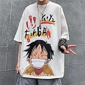 billige Tegneserie- og filmkaraktergrafikk-One Piece Monkey D. Luffy T-skjorte Tegneserie Manga Animé Graphic Til Par Herre Dame Voksne Karneval Maskerade Varmstempling Fritid / hverdag