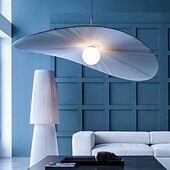 abordables Éclairages circulaires-Lampe suspendue LED couleur de lumière chaude, design rond, luminaire suspendu en tissu, style nordique moderne, lampes suspendues pour salle à manger, chambre à coucher, 110-240v