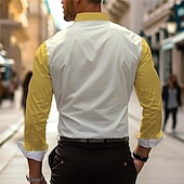 economico Camicie eleganti da uomo-Per uomo Camicie Camicie stampate Color Block Esterno Indossalo per lavorare Giallo Blu Viola Grigio Manica lunga Collo ripiegabile Primavera estate Abbigliamento Stampa