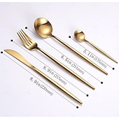economico Serie Prima-set di posate in oro 4 pezzi set di posate in acciaio inossidabile 18/10 durevole servizio per matrimoni, casa, cucina, stoviglie, utensili, include cucchiaini, coltelli, forchette e cucchiai, set di