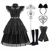 levne Dívčí kostýmy-Středa Addams Addamsova rodina středa Šaty Cosplay kostým Úbory Punk a gotika Filmové kostýmy for Dívčí Dětské Plesová maškaráda