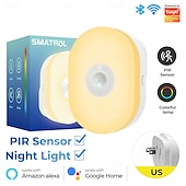 abordables Lumières intelligentes-Lampe LED intelligente Tuya WiFi PIR capteur de mouvement avec contrôle APP lampe murale blanc chaud prise US prise UK prise EU pour usage intérieur chambre salon