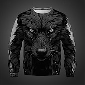 levne Pánské 3D mikiny-Pánské Zvíře Vlk Mikiny Mikina Svetr Dlouhý rukáv Mikina Tričkový 3D Subkultůra 3D tisk Dovolená Jdeme ven Streetwear 3D tisk Jaro &amp; podzim