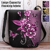 cheap Crossbody Bags-Women&#039;s Crossbody Bag Shoulder Bag Fluffy Bag Polyester Shopping Daily Holiday Print Large Capacity Lightweight Durable Flower Yellow Blue Fuchsia