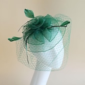 levne Svatební čelenka-Fascinátory Klobouky Doplňky do vlasů Organza Se širší krempou Cylindr Závojový klobouk Dostih koktejl Elegantní Vinobraní S Peří Mašličky Přílba Pokrývky Hlavy