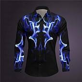 halpa Geometric Pattern-Miesten Geometrinen printti antaa potkut Paita Button Up paita Pitkähihainen Abstrakti Subkulttuuri Arki-asut Bile Kevät Sänkyjen avaus Painettu Painike alas Tumman punainen Keltainen Punastuvan