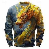 economico Felpe 3D da uomo-Per uomo Animali Drago Felpe Felpa Maglione Manica lunga Felpa Girocollo Di tendenza Informale Stile di strada Stampa 3D Per uscire Abbigliamento di strada Stampa 3D Primavera &amp; Autunno