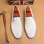 preiswerte Halbformell-Herren Loafer &amp; Slip On Übergrössen Loafer fahren Wanderschuhe Geschäftlich Britisch Hochzeit Party &amp; Abend St. Patricks Day Stoff Schwarz Weiß Blau Frühling Herbst