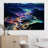 cheap Landscape Prints-Landscape Wall Art Canvas City Lights at Night Prints and Posters Pictures Decorative Fabric Painting For Living Room Pictures No Frame