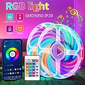رخيصةأون أضواء شريط USB-شريط إضاءة LED RGB 5 فولت USB 5050 شريط LED ثنائي شريط إضاءة LED للتحكم بالبلوتوث لغرفة الحائط 10 متر سلسلة ضوء LED ديكور غرفة الألعاب IP20