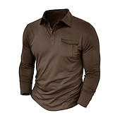 preiswerte Klassisches Poloshirt für Herren-Herren Poloshirt Polos mit Knöpfen Casual Sport Kargen Langarm Modisch Basic Glatt Taste Tasche Frühling &amp; Herbst Regular Fit Schwarz Weiß Armeegrün Rote Marineblau Dunkelgrün Poloshirt