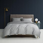 economico 100% cotone-Copripiumino 100% cotone, lenzuolo piano, lenzuolo con angoli, combinazione libera, set di biancheria da letto in raso a 300 fili, copripiumino di qualità premium, federa, collezione letto grigio,