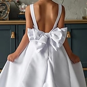cheap Flower Girl&#039;s Dresses-Kids Girls&#039; Flower Girl Dress Party Dress Solid Color Sleeveless Performance Wedding Party Mesh Princess Sweet Mesh Mid-Calf Sheath Dress Tulle Dress Flower Girl&#039;s Dress Summer Spring Fall 2-12 Years
