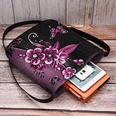 cheap Crossbody Bags-Women&#039;s Crossbody Bag Shoulder Bag Fluffy Bag Polyester Shopping Daily Holiday Print Large Capacity Lightweight Durable Flower Yellow Blue Fuchsia