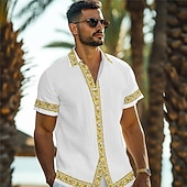 cheap Retro Vintage Print-Men&#039;s Lemon Shirt Summer Hawaiian Shirt Aloha Shirt Short Sleeve Shirt Turndown Vacation Hawaiian Outdoor Vacation Hawaiian Black White Pink S M L