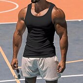 baratos Tops de ginásio-Homens Camiseta Malha Íntima Top de colete Camiseta Interior Sem Manga Decote Redondo Primavera Verão Tecido Moda Designer Básico Sexy Férias Rua Para Noite Preto Branco Vermelho Top Tee para Homens