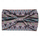cheap Hair Styling Accessories-Bohemian Feather Print Headband, Women&#039;s Sports Headband,  Knot Wide Edge Retro Headscarf