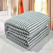 cheap Blankets &amp; Throws-Thickened Solid Color Pineapple Checked Flannel Blanket Coral Velvet Sofa Cover Blanket Air Conditioning Blanket Nap Blanket