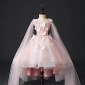 preiswerte Kleider für die Blumenmädchen-kinderkleidung Mädchen Blumenmädchen Kleid Party Kleid Feste Farbe Ärmellos Leistung Hochzeit Party Gitter Prinzessin Süß Gitter Mitte der Wade Etuikleid Tüll-Kleid Blumenmädchenkleid Sommer Frühling