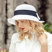 economico Cappelli per feste-berretto Fibra Cappelli da pescatore A falda larga Cappello di paglia Matrimonio Informale Elegante Protezione solare Con Fiocco A fantasia Copricapo Copricapo