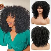 baratos Perucas de Carnaval-perucas vermelhas cacheadas para mulheres negras peruca vermelha crespa cacheada com franja peruca afro sintética cacheada de 14 polegadas para uso diário perucas de carnaval
