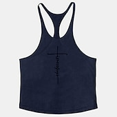 cheap Sports Gym T shirts-Men&#039;s Letter Tank Top Vest Top Undershirt Racer Back Tank Top Sleeveless T shirt U Neck Shirt Stylish Muscle Comfortable Sport Daily Vacation Black White Yellow Summer Clothing Apparel M L XL XXL