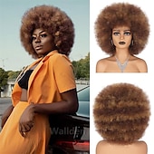 economico Parrucche da festa-parrucche afro rosse per donne nere parrucca senza colla da indossare e andare da 10 pollici parrucche afro ricce parrucche sintetiche color borgogna per feste quotidiane costume cosplay uso