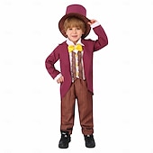 cheap Boys&#039; Costumes-Willy Wonka Cosplay Costume Cosplay Movie Cosplay for Boys Kid&#039;s Masquerade