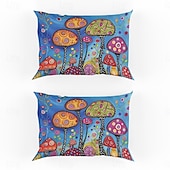 abordables Sábanas y funda de almohada-Juego de 2 fundas de almohada tamaño queen con diseño de setas, funda de edredón estampada, funda de almohada suave y transpirable, funda de almohada decorativa (20 x 30 pulgadas)
