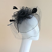 levne Svatební čelenka-Fascinátory Klobouky Doplňky do vlasů Organza Se širší krempou Cylindr Závojový klobouk Dostih koktejl Elegantní Vinobraní S Peří Mašličky Přílba Pokrývky Hlavy