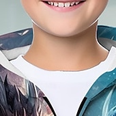 billiga Pojkens 3D-djur-Pojkar 3D Drake Huvtröja Kappa Ytterkläder Långärmad Höst Vinter Aktiv Streetwear Häftig Barn 3-12 år Blixtlås Gata Dagligen Normal