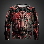 economico Felpe 3D da uomo-Per uomo Tigre Felpe Felpa Manica lunga Felpa Girocollo Di tendenza Informale Stile di strada Stampa 3D Per uscire Abbigliamento di strada Stampa 3D Primavera &amp; Autunno
