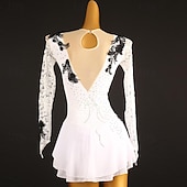 economico Abiti da Pattinaggio Artistico-Vestito da pattinaggio artistico Per donna Da ragazza Pattinaggio sul ghiaccio Vestiti Completi Lilla Nero Bianco Collage Retato Elastene Di pizzo Elevata elasticità Competizione Vestiti da