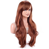 economico Parrucche storiche-parrucche 28 pollici 70cm lunghi capelli ricci ondulati parrucca cosplay resistente al calore con cuffia per parrucca parrucche di carnevale