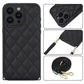 Недорогие Чехлы для iPhone-телефон Кейс для Назначение iPhone 15 Pro Max iPhone 14 13 12 11 Pro Max X XR XS 8 7 Plus Кейс на заднюю панель с ремешком с ремешком на запястье Защита от удара Геометрический рисунок ТПУ Кожа PU