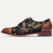 Men's Premium Cowhide Leather Oxford Shoes with Vintage Dragonfly Embroidery - Perfect for Formal Events and Special Occasions 16