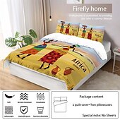 cheap Duvet Cover Sets-Three piece set of African primitive tribal character prints down duvet cover hotel bedroom guest room famous guest bed bedding comfortable set 1 down duvet cover 2 pillowcases king size bed s