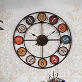 abordables décoration murale en métal-grande horloge murale à piles analogique silencieuse sans tic-tac horloge décorative ronde pour cuisine bureau restaurant café bar décor 60 cm