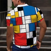 Χαμηλού Κόστους Ανδρικό Color Block Polo-Ανδρικά Καρό Πουκάμισο γκολφ Κοντομάνικο Μπλουζάκια πόλο Πουκάμισα με γιακά Βίντατζ Καθημερινό Ρούχα διακοπών Επίσημο ένδυμα Ρούχα Φεστιβάλ Κουμπιά 3D εκτύπωση Καλοκαίρι Ανθισμένο Ροζ Ρουμπίνι Μπλε