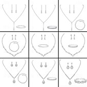 baratos Presentes-Conjunto de Joias de Água Diamante para Vestidos de Dama de Honra Brincos Colar de Ondas de Gota de Água Pulseira Presente de Dia dos Namorados