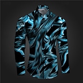 economico Geometrica-Per uomo Geometrica Graffiti Camicia con bottoni Camicie stampate Manica lunga Sottoculturale Da mare Feste Strada Primavera estate Collo ripiegabile Stampa Bottone giù Rosa Rosso Blu Azzurro cielo