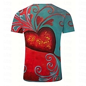cheap 3D T shirts-Valentine's Day Men's Heart Graphic T Shirt Short Sleeve T shirt 3D Print Crew Neck Shirt Daily Designer Casual Sports Outdoor Holiday Going out Pink Blue Red Spring &amp; Summer Clothing Apparel S M L