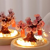 abordables 123496-Bricolage fait à la main cerisier fleur arbre fleur de pêche veilleuse créative lumière ambiante chambre confortable ornements décoratifs