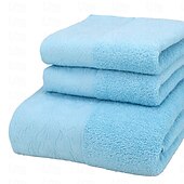 abordables Ensembles de serviettes-Ensemble de serviettes 100% coton 3 pièces à séchage rapide, extra absorbantes et super douces, 1 mouchoir, 1 serviette de sport, 1 serviette de bain