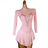 cheap Competition Dress-Dance Salsa Latin Dance Dress Rhinestone Women's Performance Training Long Sleeve High Spandex Tulle