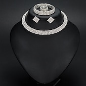 abordables Accessoires portables-Ensemble de bijoux d&#039;amour, yeux en cristal, boucles d&#039;oreilles, collier, ensemble de bijoux de mariage pour femmes