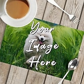 cheap Personalized Decorations-Personalized Tablemat Customized Placemats 1PC/2PCS/4PCS,  Design Your Own Pattern Placemats for Dining Table,12x18inch Decorative Table Mats,Dining Table Decor